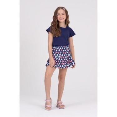 Imagem de Conjunto Cropped Infantil Saia Rodada Marinho-Feminino
