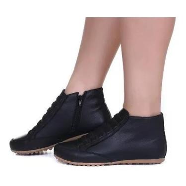 Imagem de Botinha Casual Feminina Rasteira de Ajuste Elástico e Zíper Confortáve