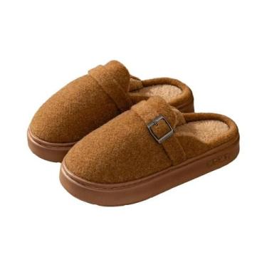 Imagem de Chinelos De Inverno Femininos De Pelúcia Luxuosos Designer Para Uso In