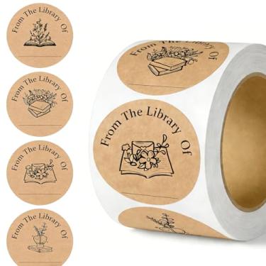 Imagem de 500 peças Kraft Este livro pertence a adesivos de 5 cm "da biblioteca de" adesivos redondos para biblioteca, etiquetas adesivas para nomes, placas de livros para material escolar, material para