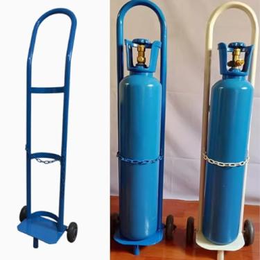 Imagem de Carrinho de cilindro de gás de aço leve para tanques de oxigênio e CO2, suporte de cilindro de soldagem portátil, carrinho de transporte de 110 cm, durável e fácil de manobrar (branco)