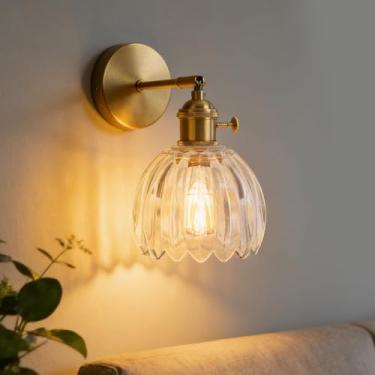 Imagem de Asixxsix Arandela de Parede Vintage, Luminária de Parede Com Abajur de Vidro, Luminária Decorativa de Iluminação Ambiente Suave para Quarto, Sala de Estar, Corredor, café e Restaurante (Abajur