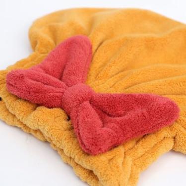 Imagem de Toalhas de secagem de cabelo de gengibre com laço para mulheres, microfibra macia, super absorvente, toalha de cabeça de secagem rápida, touca de banho
