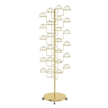 Imagem de Suporte de exibição de chapéu móvel com rodas, suporte multicamadas para cowboy e peruca, prateleira de árvore comercial para varejo e armazenamento doméstico, comporta 30 chapéus (branco)