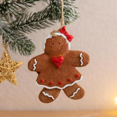 Imagem de Conjunto de enfeites de árvore de Natal, decorações para pendurar homem de gengibre, cabides decorativos festivos de férias (marrom)