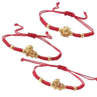 Imagem de Zhang shine 1-3 peças de pulseira de corda vermelha de cavalo da sorte de ano novo trançado feito à mão 2026 animal do zodíaco chinês Feng Shui pingente de cavalo pulseira ajustável para mulheres