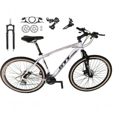 Imagem de Bicicleta Aro 29 Gti Roma Shimano 24v K7 Freio A Disco Hidráulico Garfo Com Trava Pneu Faixa - Branco Tam.15