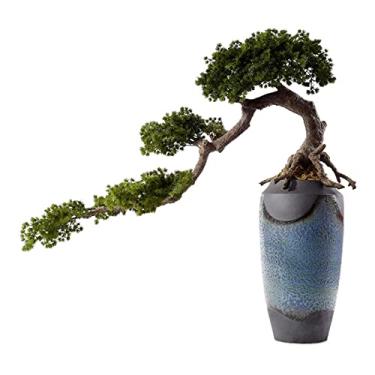 Imagem de Árvore artificial de bonsai artificial, 99 cm, plantas falsas, para ambientes internos, grandes, plantas falsas, decoração com vasos de cerâmica, decoração de vaso de escritório, árvore falsa