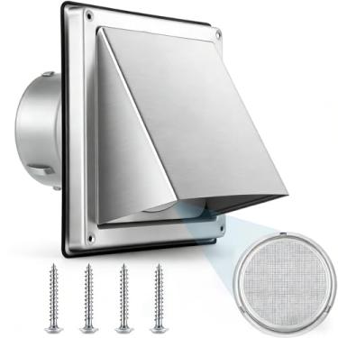 Imagem de Extrator externo de 10 cm para ventilação de parede acolchoada sem retorno, exaustor de parede escovado 304 SS com tela de malha, filtro embutido