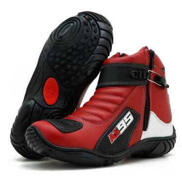 Imagem de Bota motociclista semi-impermeável multicores AS95 em couro legítimo - Atron Shoes-Unissex