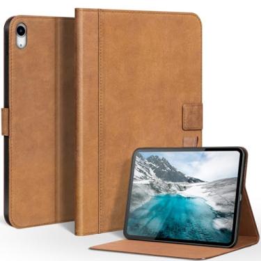 Imagem de CPNVWA Capa de couro genuíno para iPad A16 11ª geração de 11 polegadas, iPad 10ª geração de 10,9 polegadas, capa fólio de couro premium com despertar/hibernar automaticamente, suporte ajustável, capa