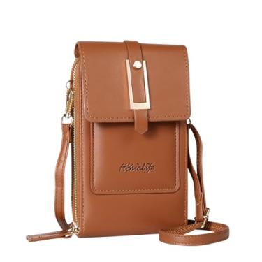 Imagem de HiChiclife Pequena bolsa transversal para celular feminina, mini bolsa de ombro com compartimentos para cartão de crédito