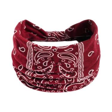 Imagem de Faixa De Cabelo Larga Boho Elástica Antiderrapante Para Esportes, Corr