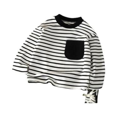 Imagem de Camiseta Listrada De Manga Comprida Para Bebês, Meninos E Meninas, Cas