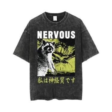 Imagem de Camiseta Masculina Oversized Com Estampa De Sapo Engraçado, Estilo Jap