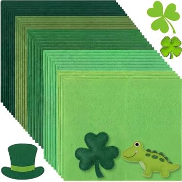 Imagem de Peryiter 150 peças de folhas de tecido de feltro verde para artesanato 15 x 15 polegadas Natal sortido tecido de feltro verde claro quadrado para artesanato, costura, escola, projeto DIY
