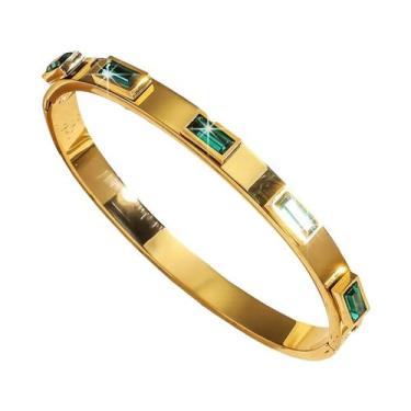 Imagem de Pulseira De Aço Inoxidável Banhada a Ouro 18K Com Zircônia Cúbica Para