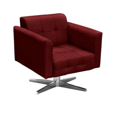 Imagem de Poltrona Decorativa Elisa Suede Marsala com Base Giratória em Aço Crom