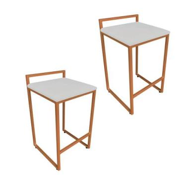 Imagem de Conjunto 02 Banquetas Alta Lavínia Suede Cinza Base Cobre D'Rossi - DR