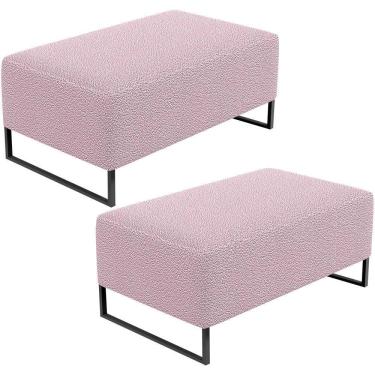 Imagem de Kit 02 Puffs Decorativo Cléo 90Cm W01 Preto Bouclê Rosê