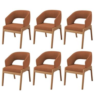 Imagem de Kit 06 Cadeiras De Jantar E Estar Living Estofada Lince L02 Bouclê Terracota - Lyam Decor