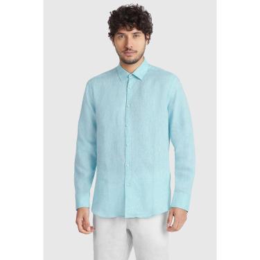Imagem de Camisa Aramis Manga Longa Slim Linho Irlandês Aqua 112-Masculino
