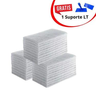 Imagem de Kit de 30 Fibra de Limpeza Leve Branca 23x10 ou 26x10 cm com Suporte L