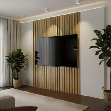 Imagem de Painel para Tv 75 Polegadas 250cmx179cm Ripado em Placa 100% Mdf - Pra