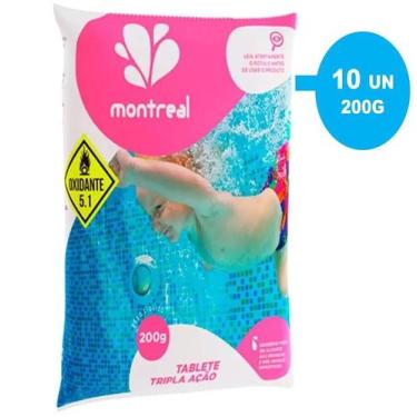 Imagem de Kit 10 Pastilha Tablete Cloro 200g Tripla Ação Piscina 2kg - Montreal