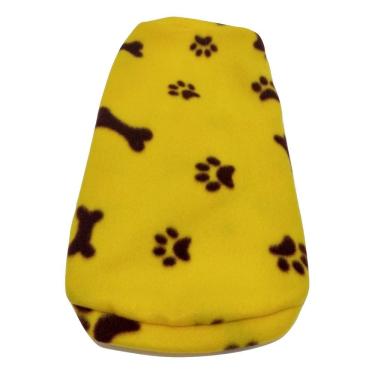 Imagem de Roupa capa soft para cachorro amarelo com patinhas tamanho G