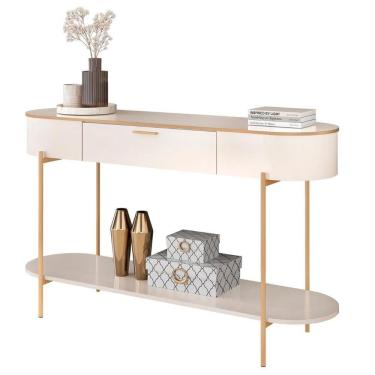 Imagem de Aparador De Sala Pés Metálicos 135cm Jaspe D04 Off White - Mpozenato