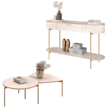 Imagem de Aparador De Sala E Mesas De Centro Olivia D04 Quartzo-off - Mpozenato