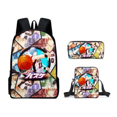 Imagem de Conjunto de mochilas Kurokos Basketballs Anime School 3D Bolsa 3 unida