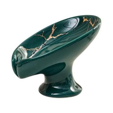 Imagem de Suporte De Sabonete Em Cerâmica Com Formato De Folha E Furo De Drenage