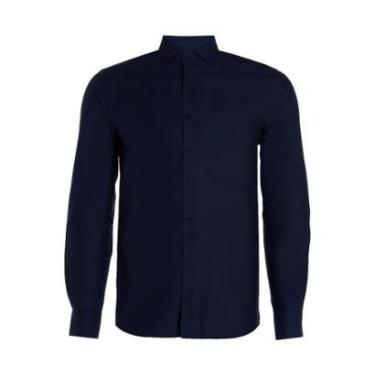 Imagem de Camisa Dudalina Masculina Slim Tricoline Lisa Stretch Azul Marinho-Masculino