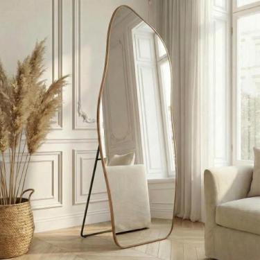 Imagem de Espelho Corpo Inteiro Orgânico com Moldura de Metal 150x60 p/ Loja Sal