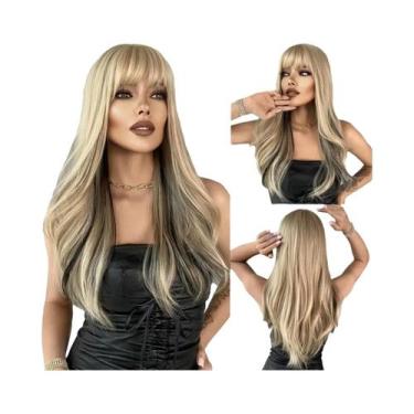 Imagem de Peruca Sintética Longa Ondulada Ombre Preto a Vermelho Para Mulheres C