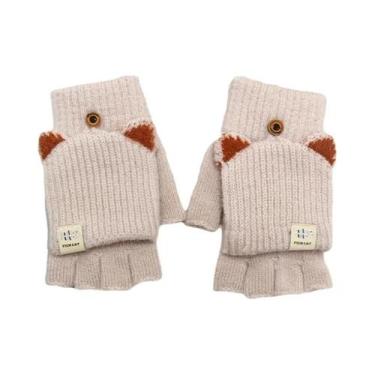 Imagem de Luvas Femininas De Inverno Quentes Com Orelhas De Gato Conversíveis Se