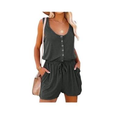 Imagem de Macacão Feminino De Verão Sem Mangas Com Cintura Amarrada Casual Solto