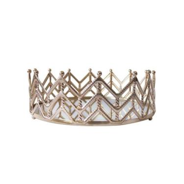 Imagem de Bandeja de metal em forma de coroa com espelho  - Amigold