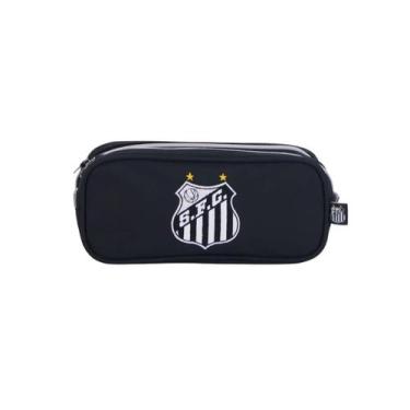Imagem de Estojo Duplo Esportivo Santos Futebol Clube Escolar Meninos, Preto