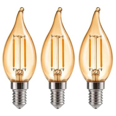 Imagem de 3 Lâmpada Vela Chama Retrô 2W 220V Filamento Led E14 Âmbar - Avant