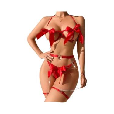 Imagem de Conjunto De Sutiã Aberto Em Renda Transparente Exótica, Lingerie Sexy 