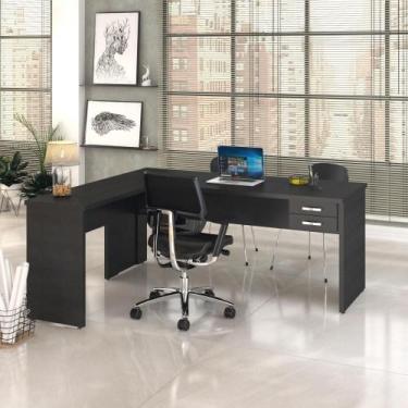 Imagem de Mesa Para Escritório Em L 1,80x1,60m Tampo E Pés 30mm Com Gaveta Preto