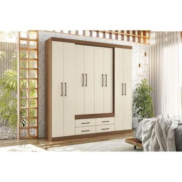 Imagem de Guarda Roupa Casal Nápoles 8 Portas de Abrir 4 Gavetas Castanha-Jatobá-Areia Santos Andirá