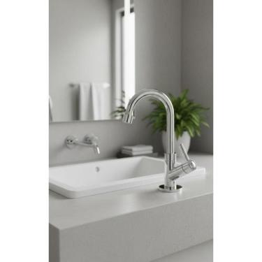 Imagem de Torneira Bancada Banheiro ABS Cromado 1/4 Volta Arejador - Congratulat