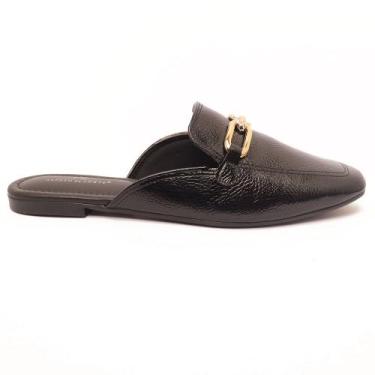 Imagem de Mule Sapato da Corte Flat Mocassim Fivela, Vz preto, 37