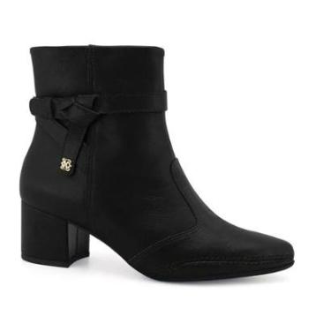 Imagem de Bota Feminina Ramarim Cano Curto Salto Grosso Couro 2657102 Preto-Feminino