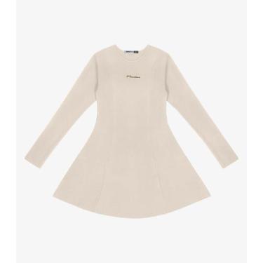 Imagem de Vestido Juvenil Molecotton Curto Manga Longa Minty Bege, 16, Bege