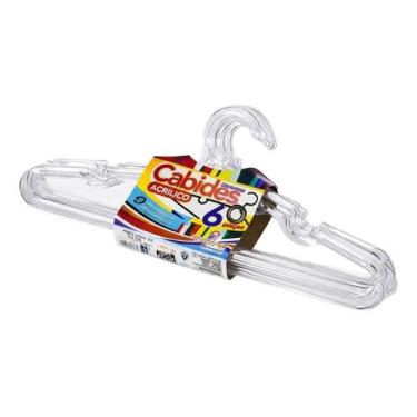 Imagem de Kit 6 Cabides Plástico Reforçado Roupa Camisa Vestido Closet - Uzy, Tr